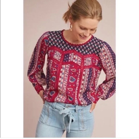 Anthropologie Maeve Gretchen Patchwork Blouse Size 2 - Picture 10 of 10